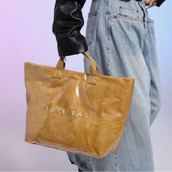 Vinyl Covered Paper Bag Stylish Tote Bag - Picture 3 of 11